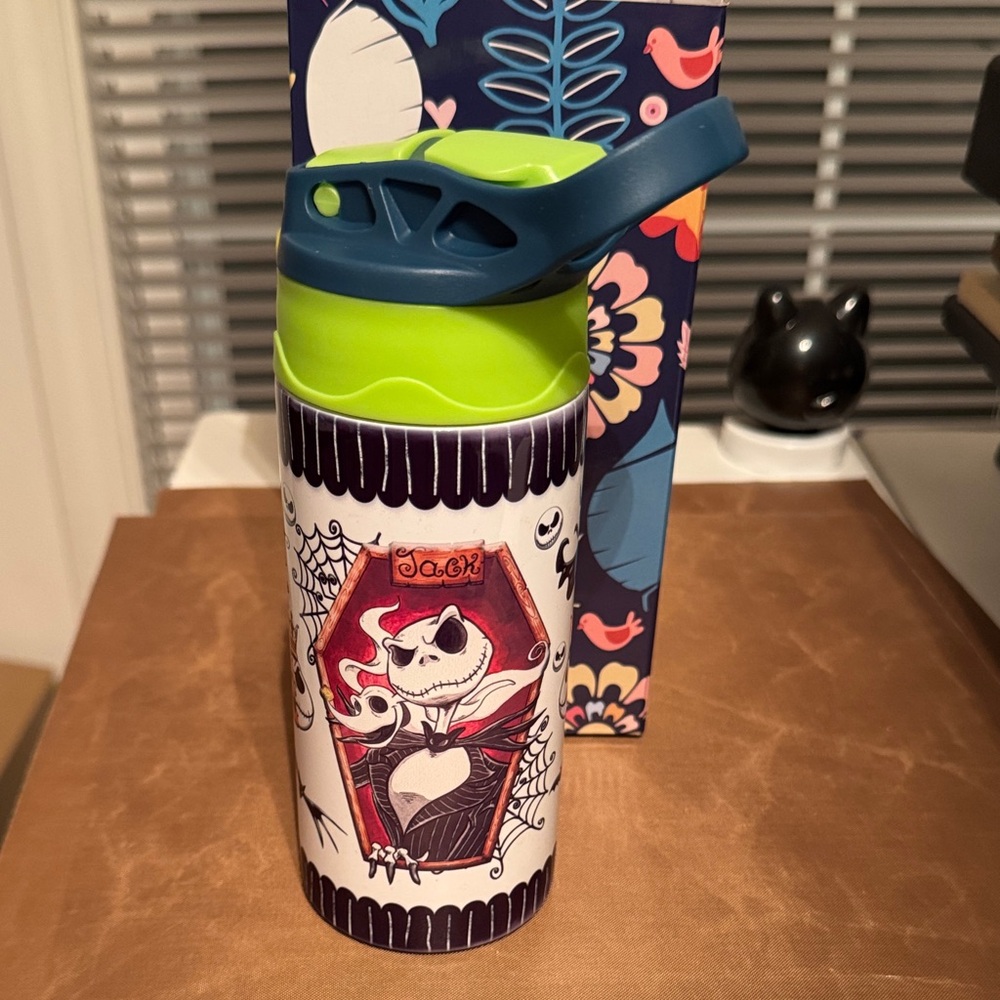 Jack Skellington Water Bottle with Green Lid